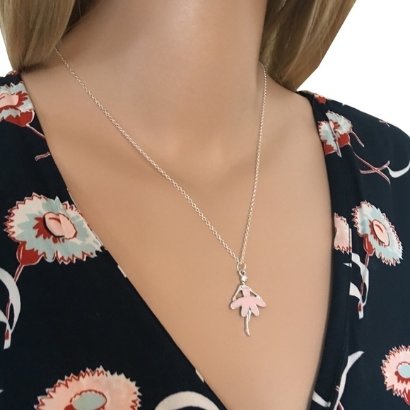 HAND Crafted Ballerina Ballet Pendant Necklace Silver Plate Chain - Picture 3 of 8